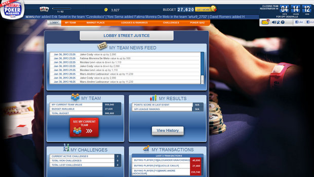 Fantasy Poker Manager on Facebook 2