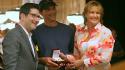Mary Jones with her husband and Jeffrey Pollack