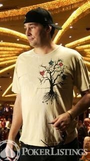 Phil Hellmuth in his Poker Tree T-shirt.