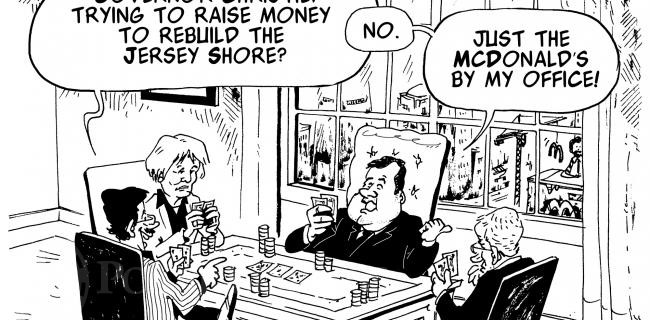 Governor Christie is playing cards to rebuild after Sandy